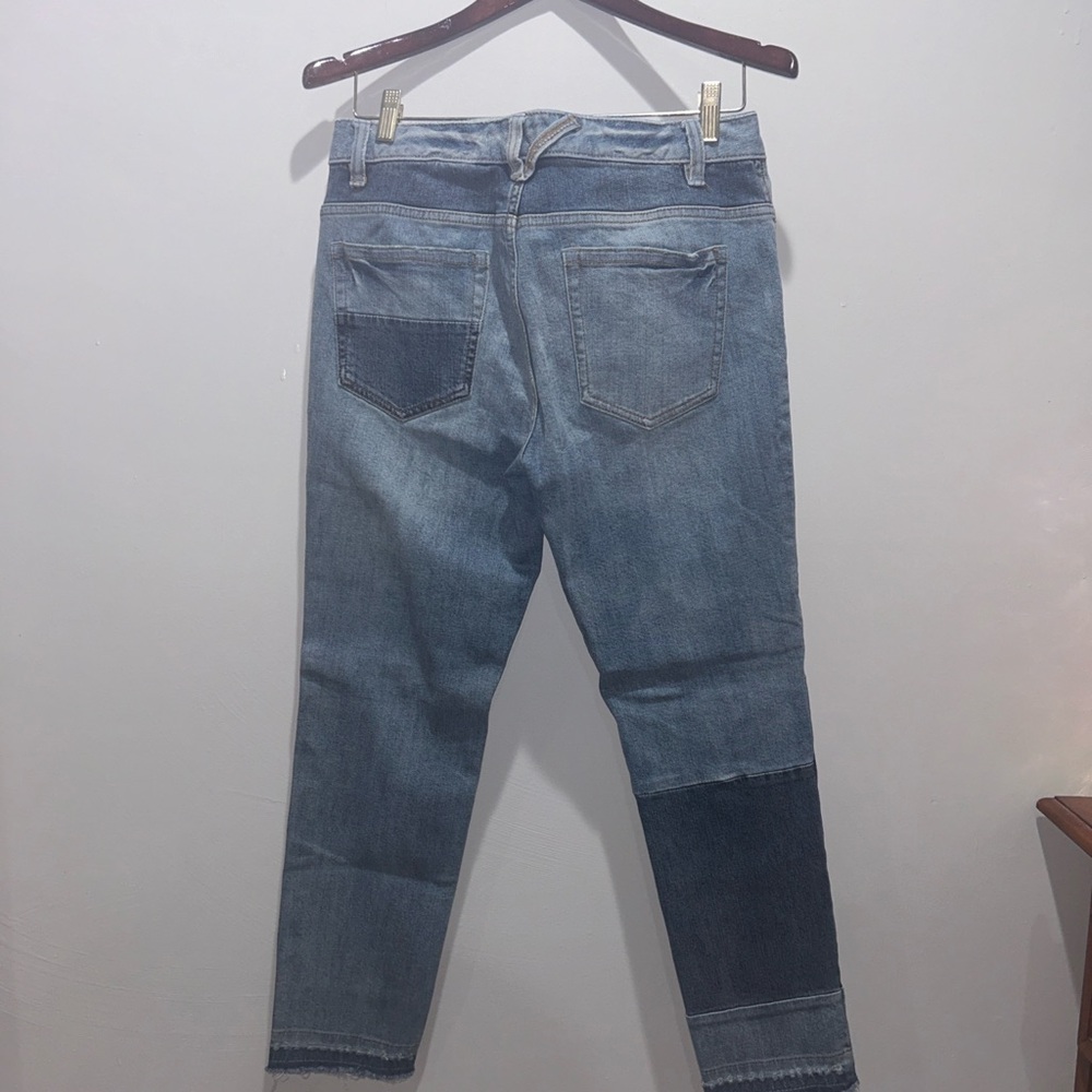 Free People Blue Skinny Jeans with Patchwork Design - Picture 3 of 4